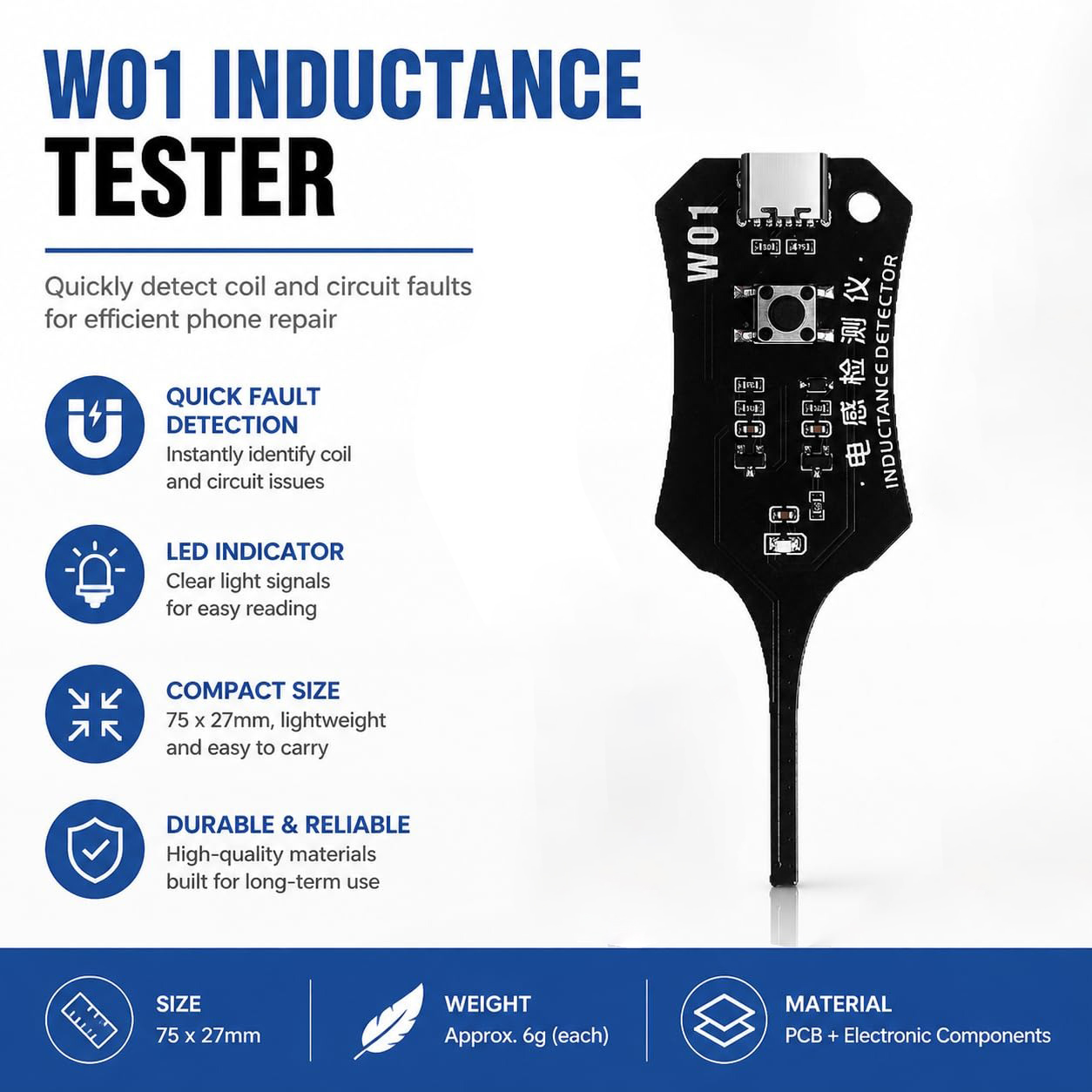 W01 Type C Inductance Tester M - Co Detector Plug ulasan dan harga