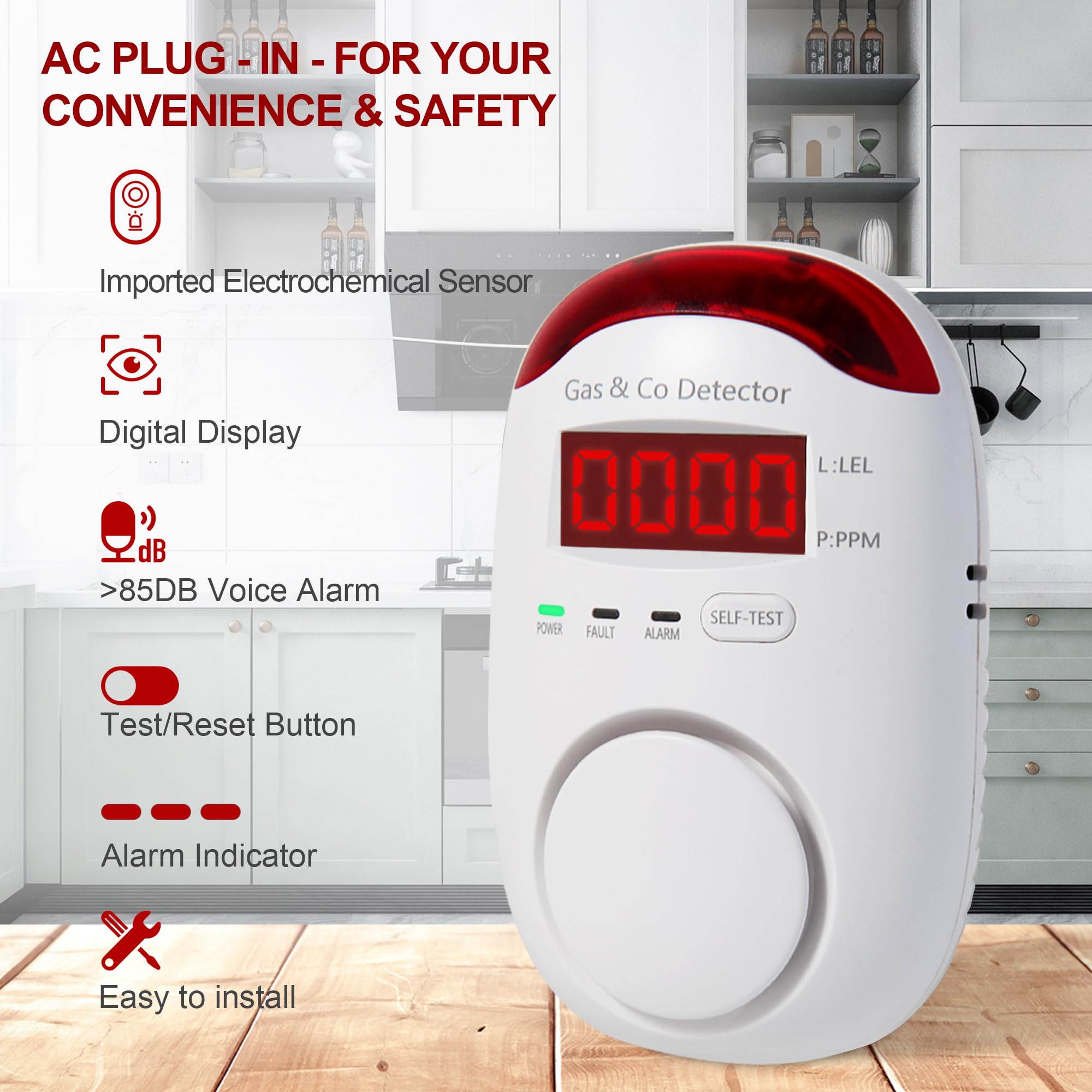 Combination Gas & Carbon Monox - Co Detector Plug ulasan dan harga