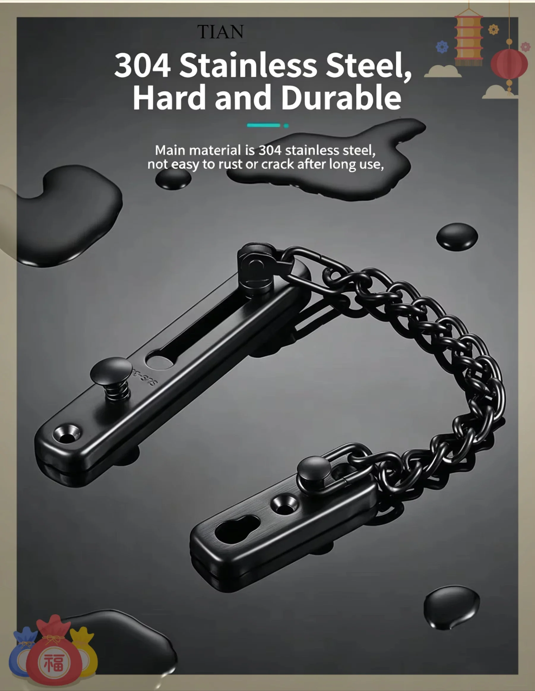 TIAN   Chain Door Guard Lock S - Security Chain Door ulasan dan harga